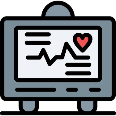 Kalp kardiyogramı simgesi renk ana hatları vektörü