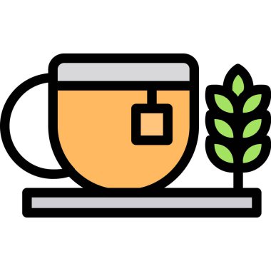 Çay ikonlu kahve fincanı, çizgi rengi