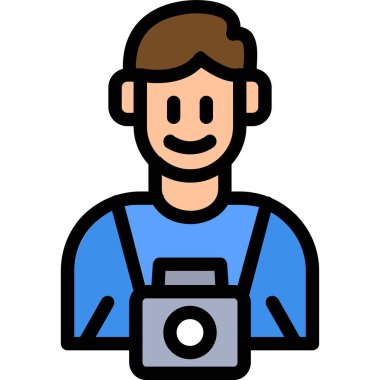 kamera fotoğrafçı simgesi ile doldurulmuş dış hat biçimi