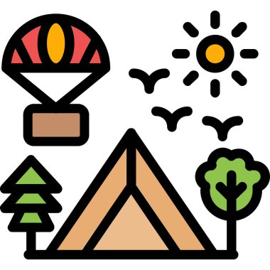 Kamp simgesi, vektör illüstrasyonu