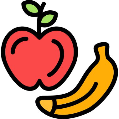 muz meyve simgesi renk ana hatları vektörü