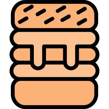 ekmek fırını simgesi renk ana hatları vektörü