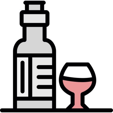 Şarap şişesi ikonu. taslak cam içecek şişe vektör simgesi rengi düz izole