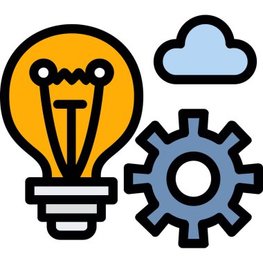 Bulut hesaplama simgesi. Ana hatlı teknoloji vektör illüstrasyonu. renk kontur sembolü