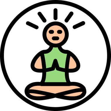 yoga poz simgesi renk ana hatları vektörü