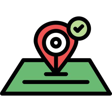 GPS konum kodu simgesi. gps konum belirleme simgesi renk düz izole