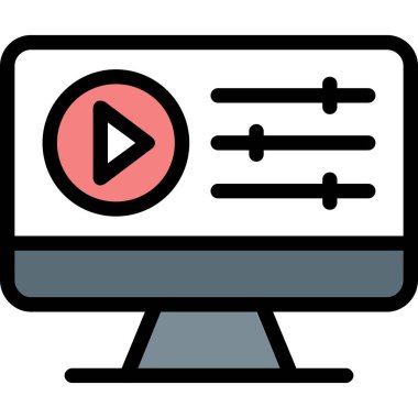 Video oynatıcı simgesi renk ana hatları vektörü