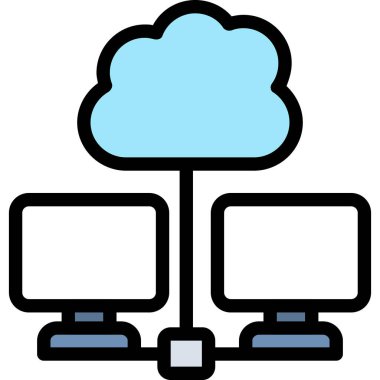 Bulut hesaplama simgesi. anahat bulut hesaplama vektör rengi düz izole