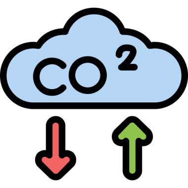 Karbondioksit ikonu. Web için karbondioksit vektör simgelerinin özeti