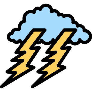 Şimşek simgesi bulut rengi ana hatları vektörü