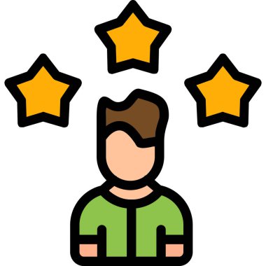 Yıldız simgesi olan adam, ana hatlı vektör tasarımı