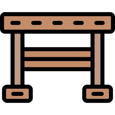 Tahta bank ikonu. düz izole edilmiş ahşap bank vektör simgesi rengi