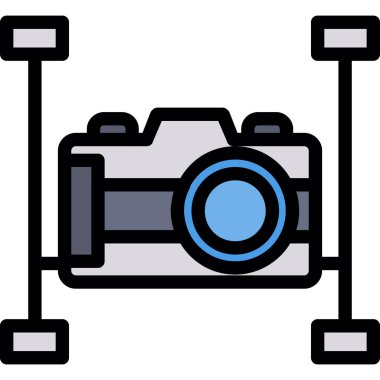 Kamera fotoğrafçılık ikonu. ana hatlı kamera fotoğrafçılık vektör rengi düz izole