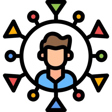 Gökkuşağı olan bir adamın vektör çizimi