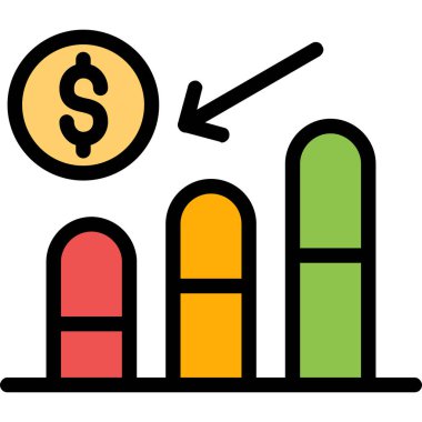 iş grafiği simgesi. Çizgi grafik grafik vektör rengi düz izole