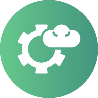 Bulut ayarları vektör simgesi. biçim çift renkli düz yuvarlak sembol, yumuşak yeşil renkler, yuvarlak açılar, beyaz arkaplan.