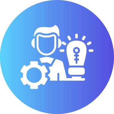 Kadın ve dişli simgesinin vektör illüstrasyonu