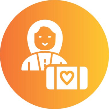 Kalbinde sırt çantası olan bir kadının vektör çizimi