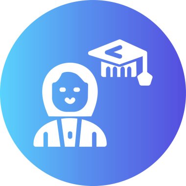 Mavi takım elbiseli ve şapkalı bir adamın vektör çizimi.