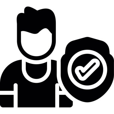 Çanta simge vektörü olan bir adam