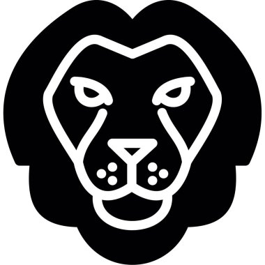 Beyaz arkaplanda aslan yüzünün vektör illüstrasyonu