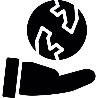 Beyaz arkaplanda bir simge tutan bir insan elinin vektör çizimi