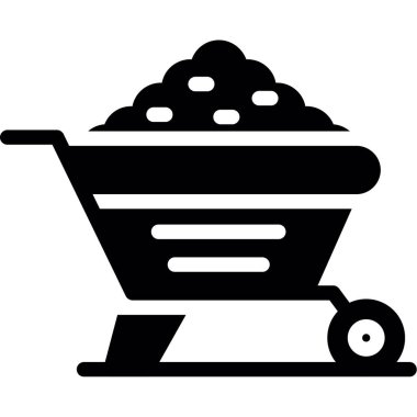 El arabası ikonu. Beyaz arkaplanda izole edilmiş web tasarımı için yük arabası vektör simgesinin basit çizimi