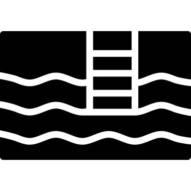 Yüzme havuzu ikonu. Ağ için yüzme havuzu vektör simgesinin basit bir gösterimi