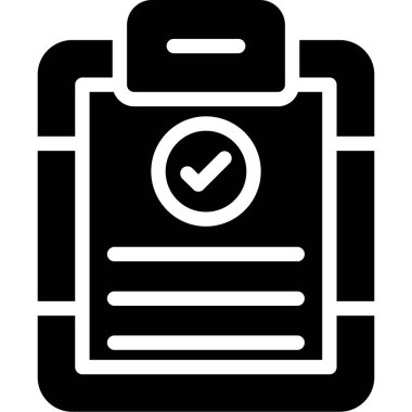 Kontrol listesi vektör simgesi. biçim düz sembol, siyah renk, yuvarlak açılar, beyaz arkaplan