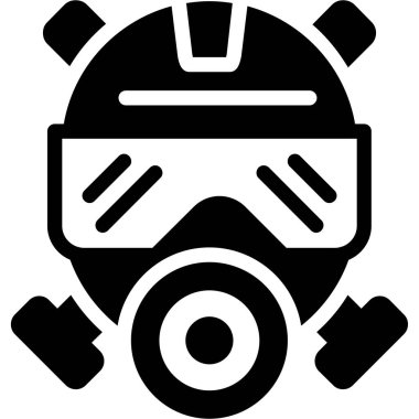 gaz maskesi simgesi beyaz arkaplanda izole edilmiş basit bir şekilde