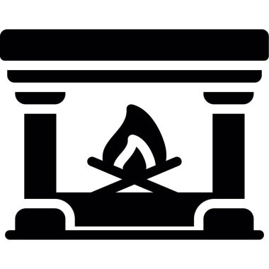 Şömine. Web simgesi basit illüstrasyon