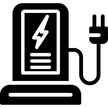 elektrik araba şarj simgesi ana hat biçiminde