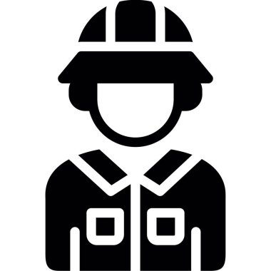 Asker vektör simgesi. biçim düz semboldür, siyah renk yuvarlak kare, beyaz arkaplan