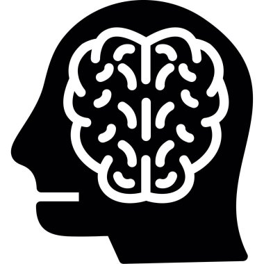 Beyin zihin simgesi katı stilde