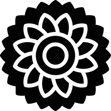 Siyah arkaplanda çiçek simgesi, vektör illüstrasyon tasarımı