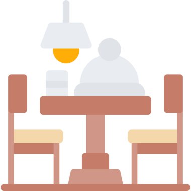 Restoran kafe masa simgesi düz stil