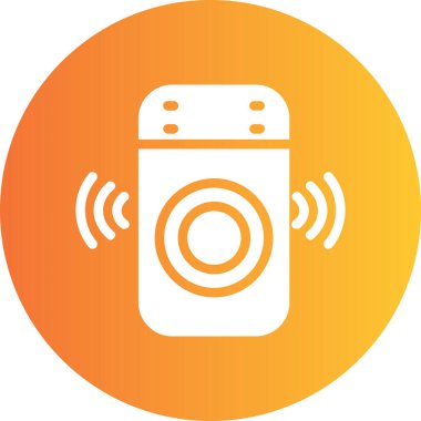 Turuncu gradyanı olan çamaşır makinesi dairesel simgesi.