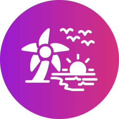 Güneş ve sahil ikonu. vektör illüstrasyonu