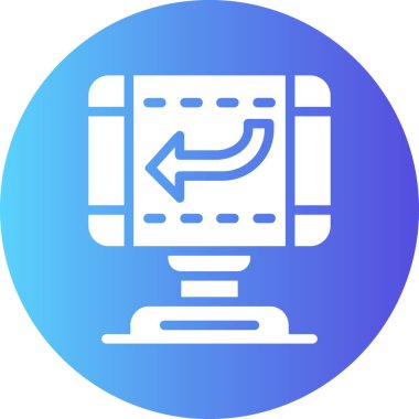 Bilgisayar monitörü simgesi, ana hatlı vektör çizimi