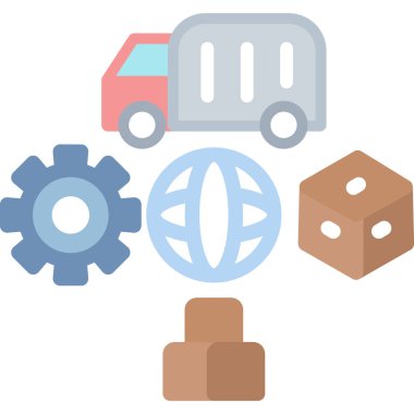 kutulu kargo kamyonu ve vites vektör çizim tasarımı