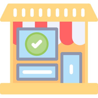 Online alışveriş düz simgesi, vektör, illüstrasyon