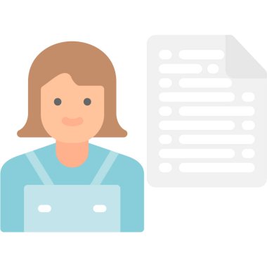 Laptop ve belge vektör tasarımlı kadın avatarı