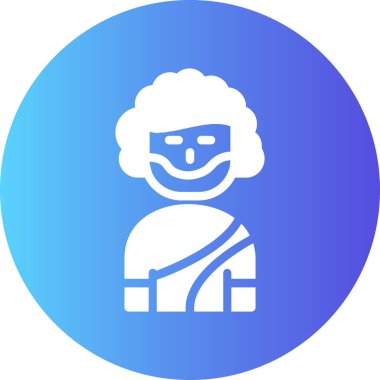 Bir kızın mavi ve beyaz ikonunun vektör çizimi