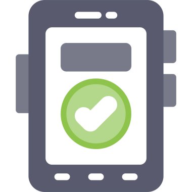 işaret vektör simgesini kontrol et. biçim iki renkli düz sembol, eko yeşil ve gri renkler, yuvarlak açılar, beyaz arkaplan