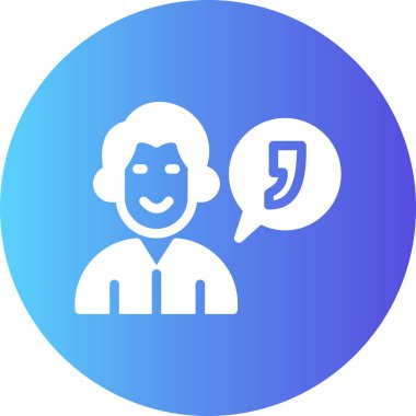 Konuşma baloncuğu olan mavi beyaz giyen bir adamın vektör çizimi