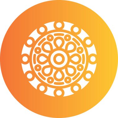 Yuvarlak çerçeveli güzel bir çiçeğin vektör çizimi