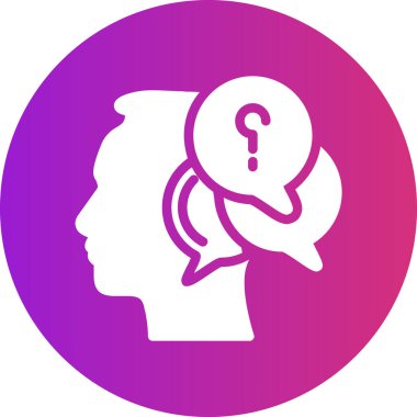 İnsan kafasıyla soru işareti, vektör illüstrasyonu