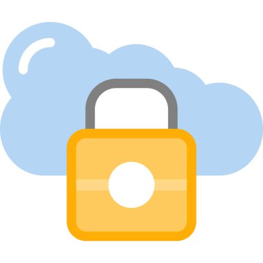 bulut güvenliği asma kilit simgesi düz biçiminde