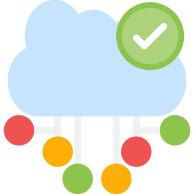 Düz biçimli bulut veri ağı simgesi