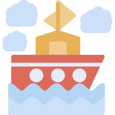 Tekne deniz gemisi simgesi düz stil